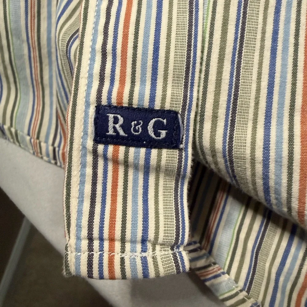 Vintage Robert Graham R&G Stripe Button Shirt L Multi Color Y2K Cotton - Picture 5 of 8